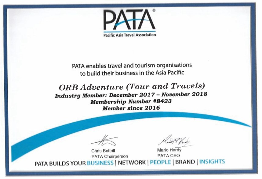 PATA Membership Certificate